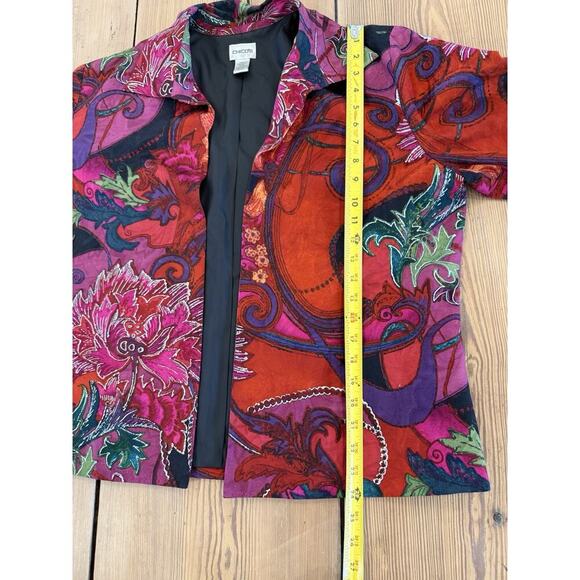 Chico's Colorful Artsy Floral Print Silk Blend Career Office Jacket Women XL - Picture 5 of 6